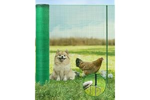 JivaJot Temporary Fence with Posts, 40"Hx50'L Garden Fence Animal Barrier with Metal Ground Spikes, Temporary Fencing for Gar