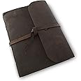 Kathmandu Valley Co. Everest Explorer Vintage Leather Travelling Journal with Rustic Handmade Deckle-edge Lokta Paper, Made in the Himalayas of Nepal, 8x10 inches (Extra Large)