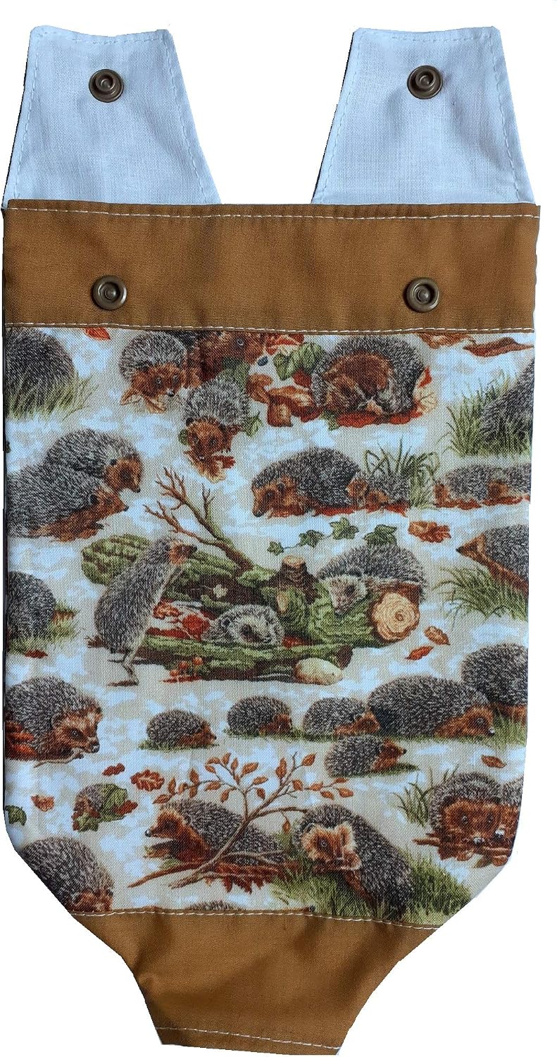 Catheter Peg Bag Cover, Drainage Bag Covers (500 ml). Hedgehogs Pattern. Nutex. 100% Cotton, Multicoloured - Image 3