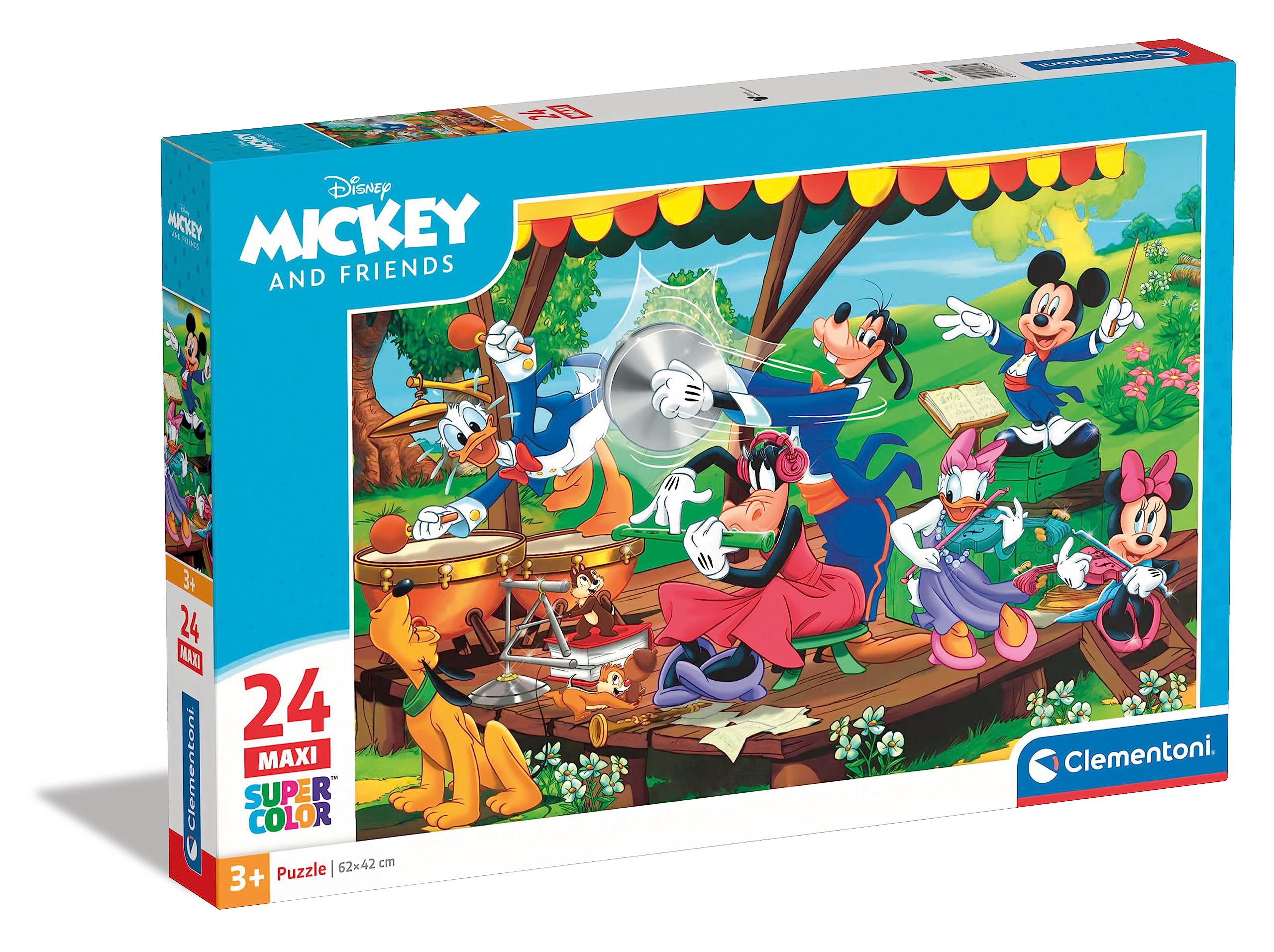 Clementoni 24218, Mickey and Friends Supercolor Maxi Puzzle for Children - 24 Pieces, Ages 3 years Plus