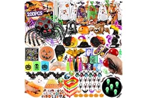 WECEIT 200PCS Halloween Party Favors , Bulk Halloween Toys for Halloween Treats Non Candy Classroom Prizes Goodie Bag Stuffers Pinata Filler, Halloween Gifts for Kids Prizes Party Supplies,Treasure Box Toys