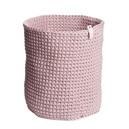 Amazon Com Pink Rope Crochet Storage Basket H 14 7 W 11 8