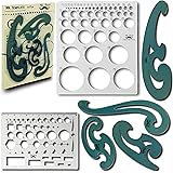 Mr. Pen- French Curve and Template Ruler Set (6 Pc), Drawing Template for All Purposes, Circle Template (Small and Large), French Curve Set (Transparent), Template Ruler, Templates, Square Template