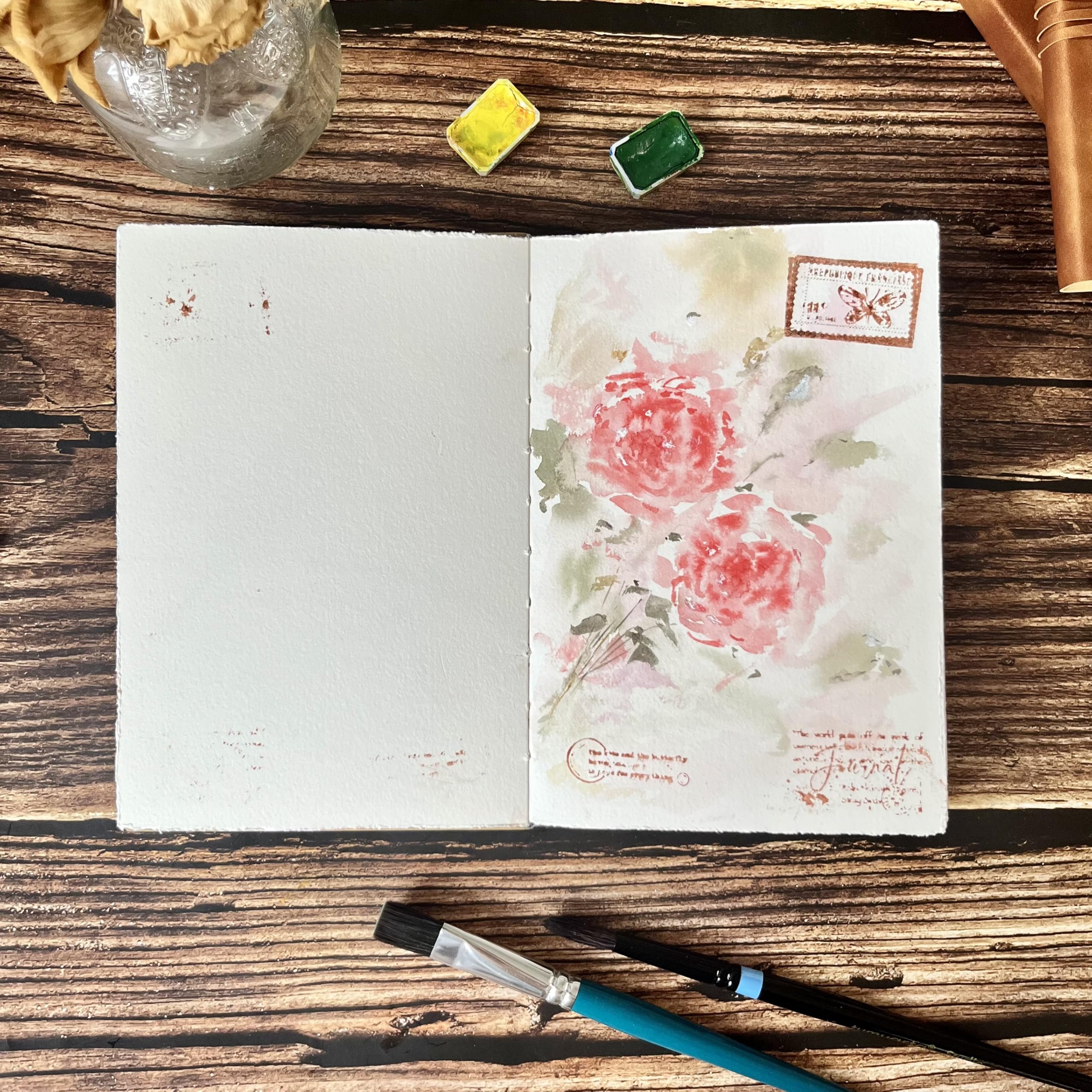 tumuarta Watercolor Sketchbook, 7.5x5, 140 LB, 300GSM, 100% Cotton Paper, Cold Press, 24 Sheets,48 Pages, Watercolor Journal for Use As Travel Sketch Book and Mixed Media Pad On The Go