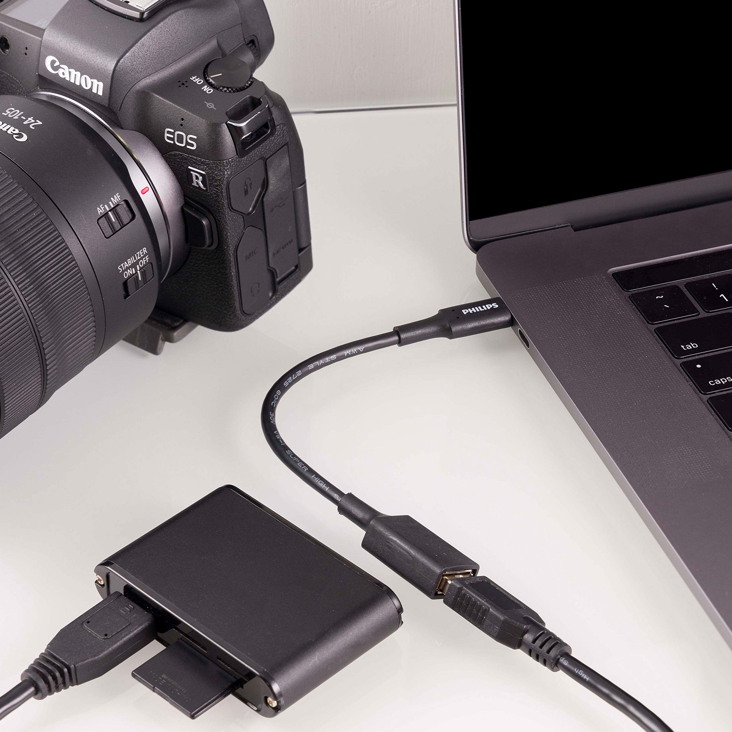 Philips USB C Male to USB A Female Adapter, 15W 6 inch Type A, 3.0 Adapter Port, Compatible with MacBook Pro/Air, iPhone 16 Pro/Max, Samsung Galaxy S24/S23/S22, 5 Gbps Transfer Speed, Black, SWU7113A/27