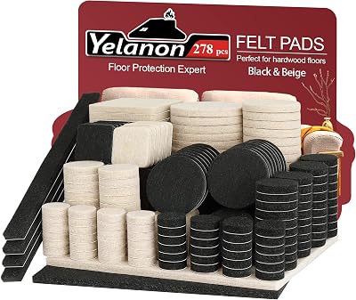 Yelanon Felt Furniture Pads 278 Pcs Self Adhesive Anti Scratch Floor Protectors