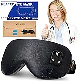 FACEMOON Heated Eye Mask for Dry Eyes: Electric Warm Compress for Blepharitis Stye Tired Eyes - Cordless Heat Relief Heating - Stable Temp 1500 Mah Rechargeable Washable Black