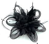 YIJOY Beaded Feather Fascinator Clip Headband Black Wedding Races Ascot 18cm view 3