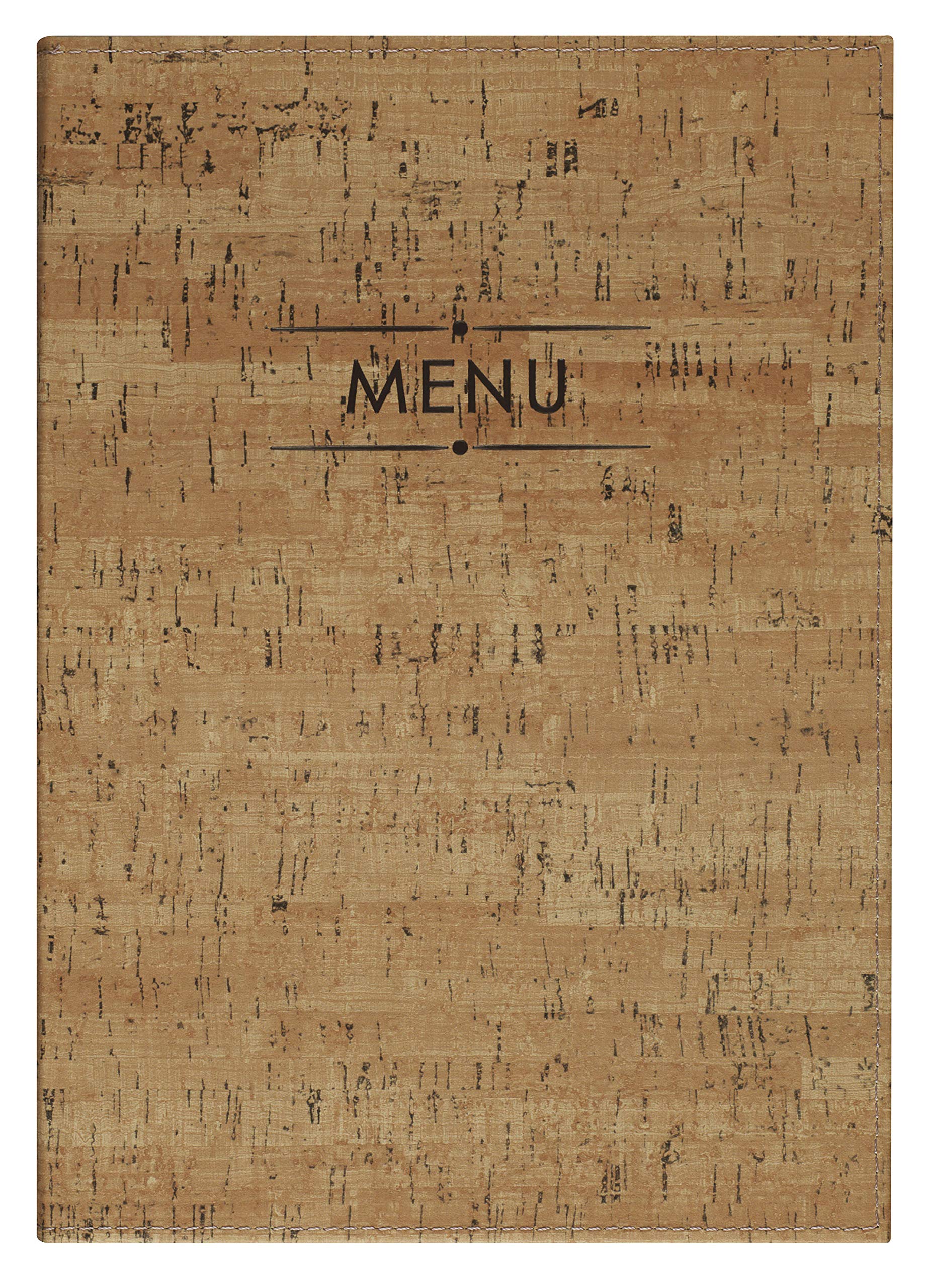 Lacor Velázquez Collection 28331 Menu Holder Made of Imitation Leather with Fixed PVC Covers in Durable Orange Leather, Heat Sealed in Brown, 23 x 32 cm (A4)