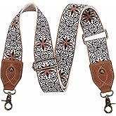 Nefelibata Purse Strap, 2" Cowhide Head Wide Shoulder Strap Adjustable Replacement,Retro Jacquard Embroidery Multi-pattern Crossbody Bag Straps for Handbag,Crossbody Bags(Blue flower embroidery)