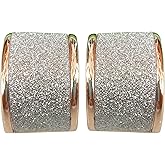 Navachi 18k Gold Plated Square Rainbow Multicolor Glitter Omega Back Earrings
