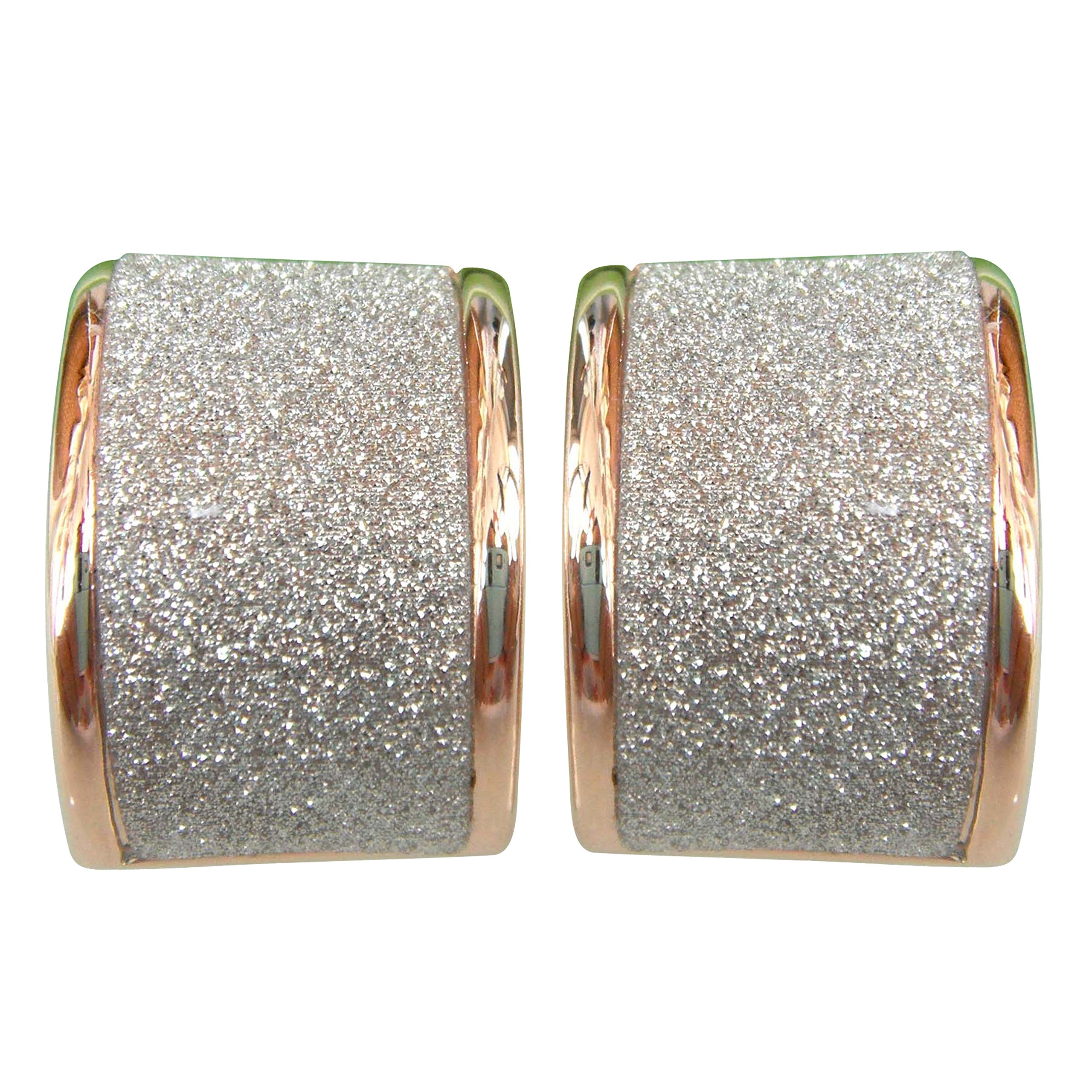Navachi 18k Gold Plated Square Rainbow Silver Glitter Az1256e Omega Earrings — image 1