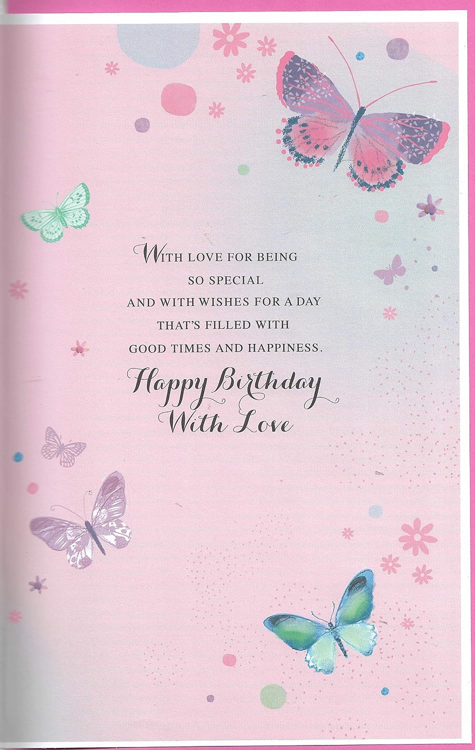 Birthday Greeting Card Large For Daughter With Love Happy Birthday 17 x 27 Centimetres Balloons and Butterflies - Image 3