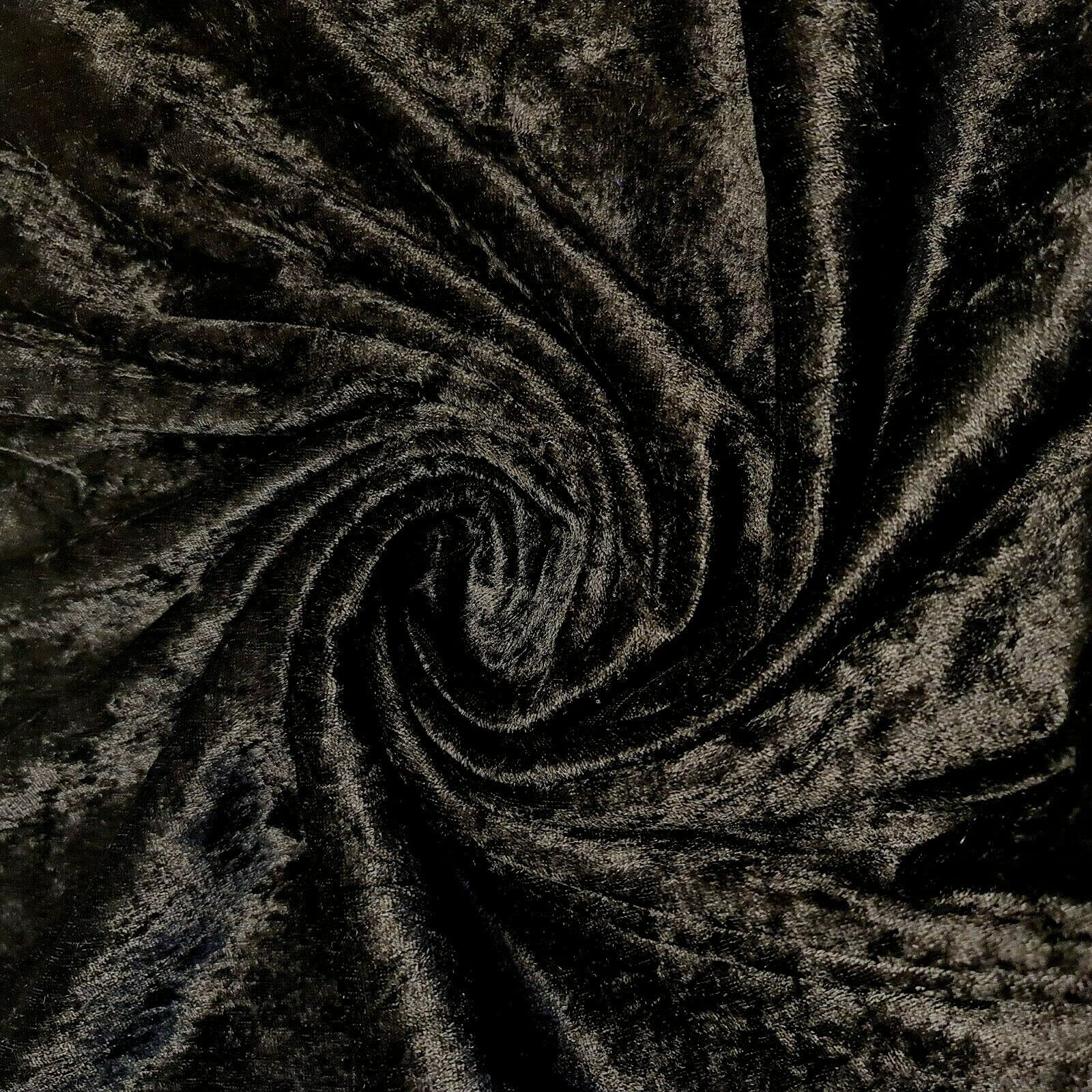 EP Premium Crushed Velvet Fabric Craft Stretch Velour Material Extra Wide - 58" - 150 cm Wide Sold As Pre - Cut Lengths (Black)