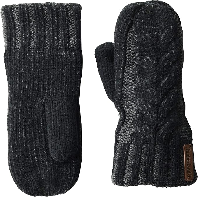 Timberland Plaited Cable Mittens, Black at Amazon Women’s Clothing store