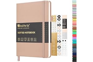 And Per Se Dotted Journal Notebook, A5 Hardcover Leather Bullet Dotted Journal, 160 Pages 100 gsm Thick Paper, 3 Sheets of St
