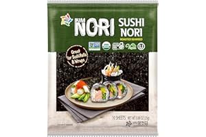KIMNORI Sushi Nori Seaweed Sheets – 10 Full Size USDA Organic, Yaki Roasted Rolls, Wraps, Snack, 100% Natural Laver, Gluten Free, No MSG, Non GMO, Vegan, Kosher, 25 Gram 0.88 Ounce