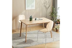 Livinia Canberra 47.2" Rectangular Wooden Dining Table/Mid Century Modern Malaysian Oak Kitchen Table (Natural-Oak) Table Only