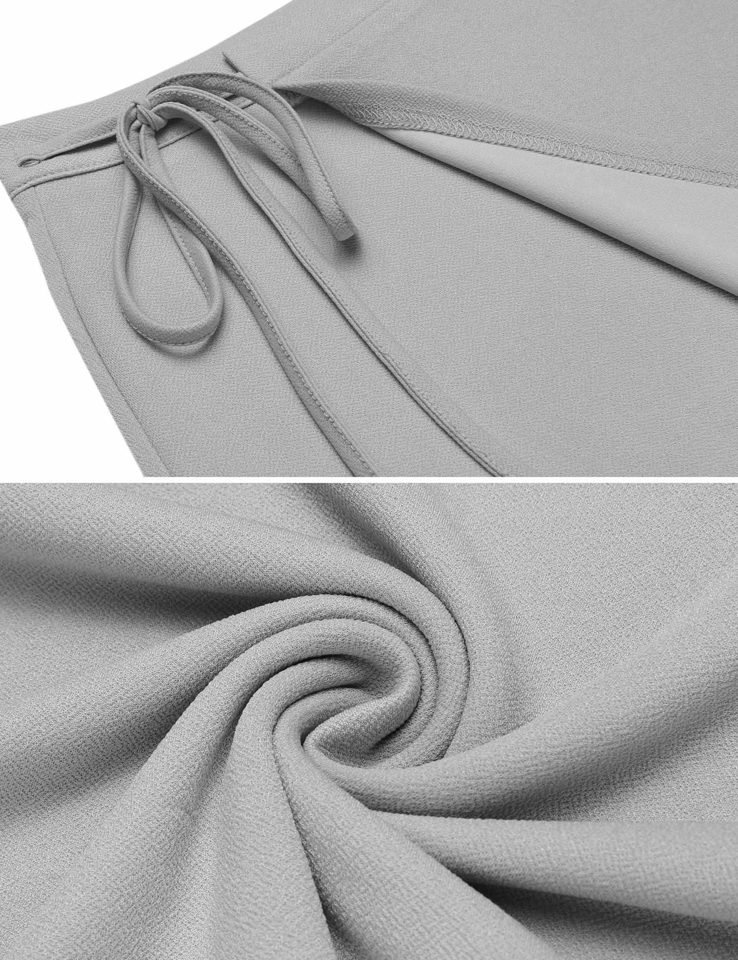 Chigant Damen Jerseyrock Skaterrock Minirock Kurz A-Linien-Rock in Wickeloptik mit Schleife