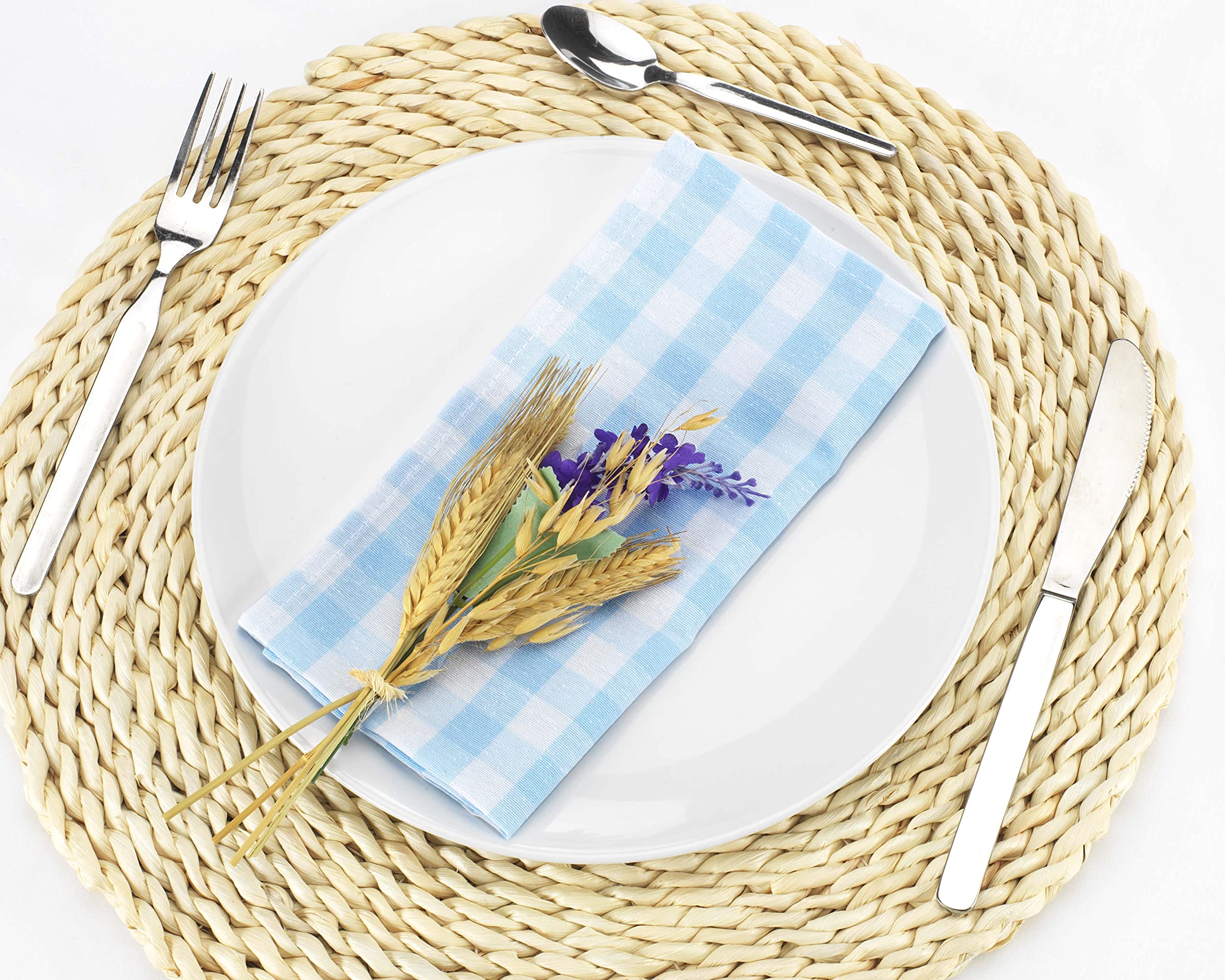 LAN&LAN - Rectangular Cloth Napkins 45 x 45 cm, Washable for Dining Room or Tablecloth (Pack of 12, Sky Blue)