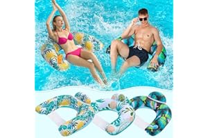 OKSUWATER 3 Pack Inflatable Pool Floats for Adults Pool Chairs with Two Cup Holders Comfortable Blow up Floating Lake Water Fun Swimming Party