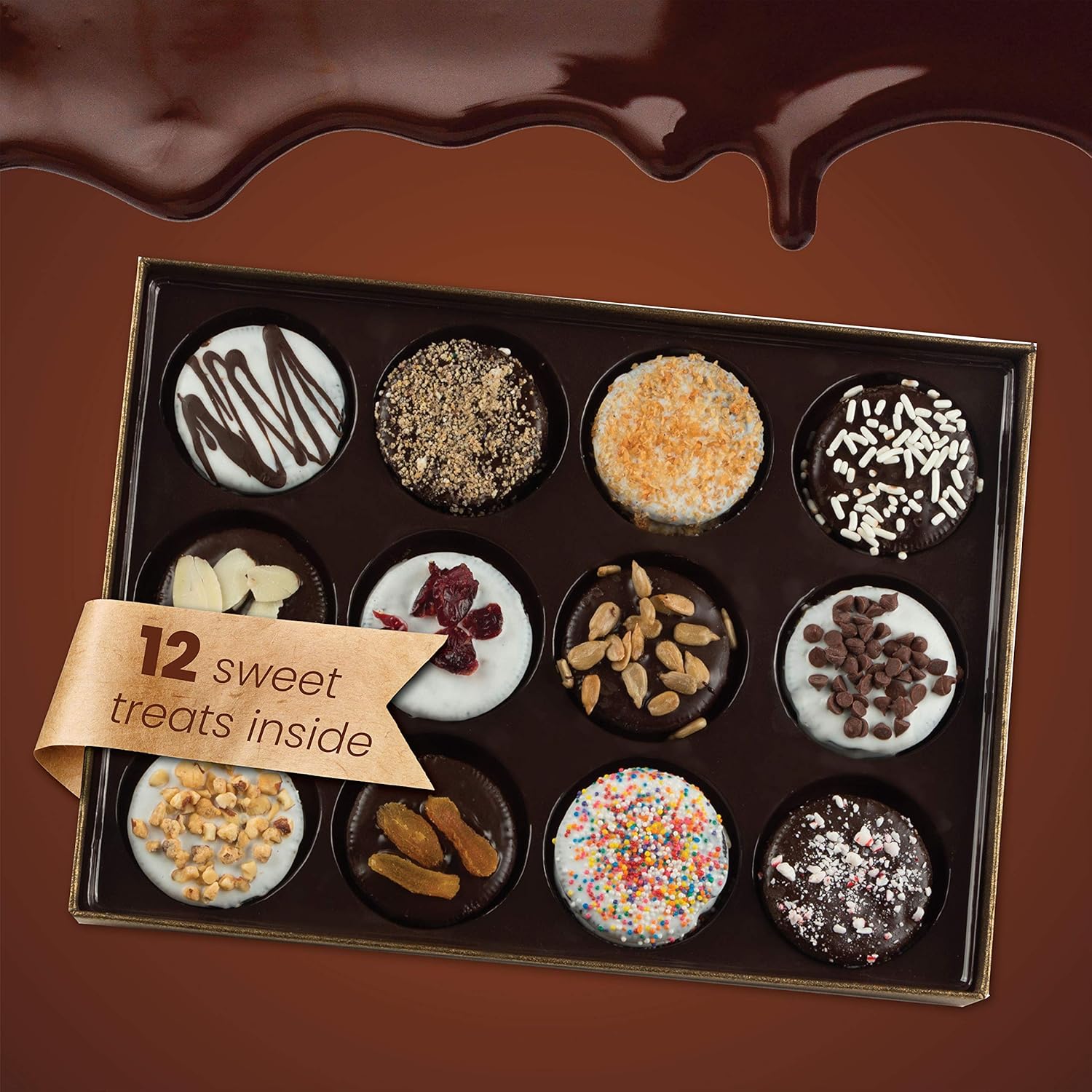 Barnett's Chocolate Cookies Gift Basket, Gourmet Christmas Holiday Corporate Food Gifts in Elegant Box, Thanksgiving, Halloween, Birthday or Get Well Baskets Idea for Men & Women, 12 Unique Flavors : Grocery & Gourmet Food