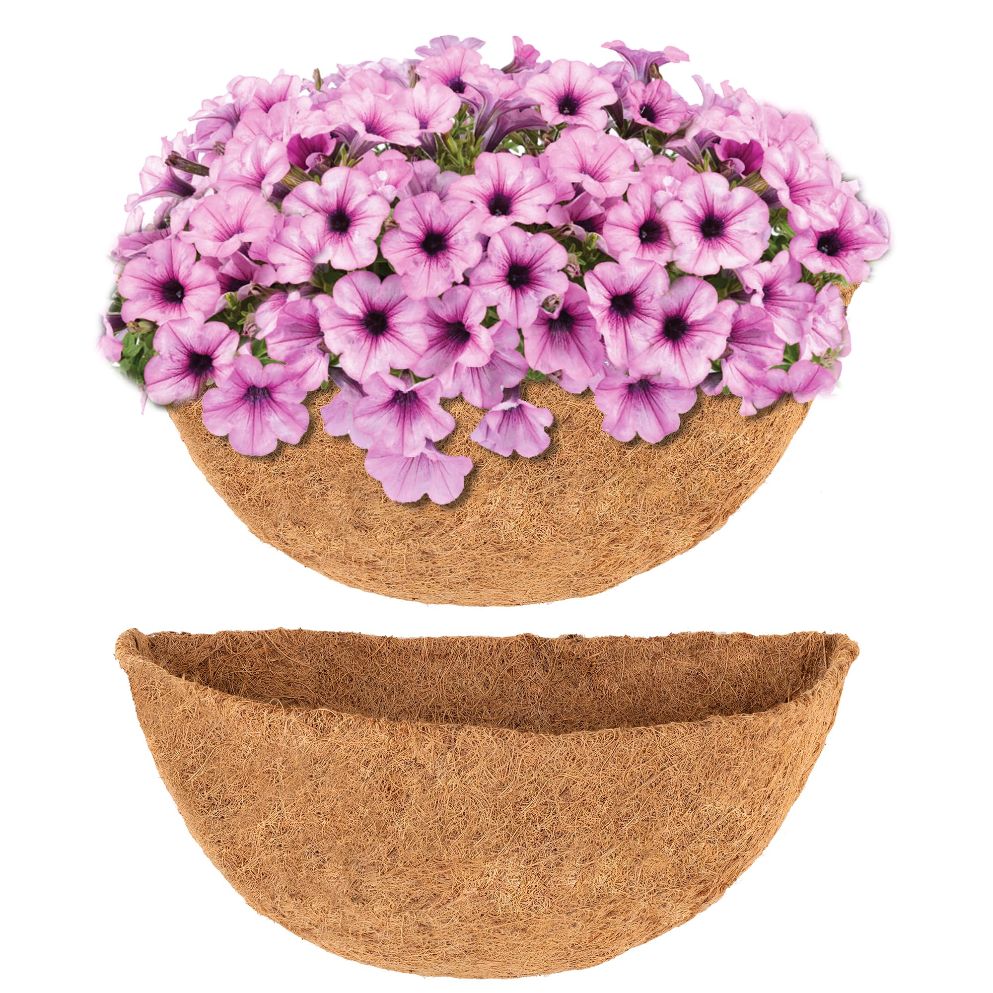 HFHOME 2PCS Semicircle Wall Basket Coco Liner, 30cm/12in Coco Fiber Replacement Liner, Semi-Round Planter Liner for Plants Wall Basket, Garden Flower Pots Indoor Outdoor
