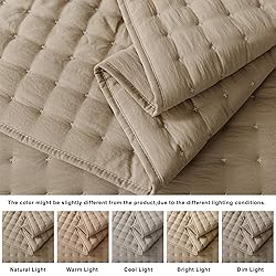 WDCOZY Beige Queen Size Quilt Bedding Sets with