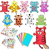 WATINC 9Pack Hand Puppet Art Craft Paper Sock Puppets DIY Making Your Own Puppet Kits Party Favors Wiggle Googly Eyes Storyte