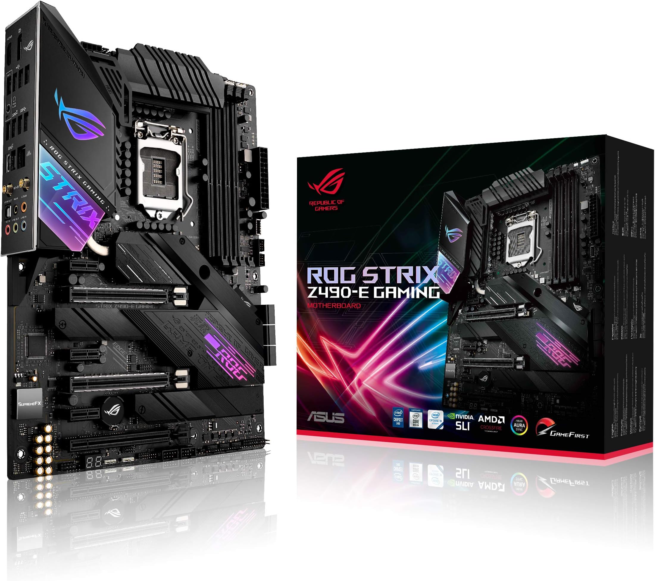 ASUS ROG STIRX Z490-E GAMING (INTEL Z490) (WiFi 6) LGA 1200 (Intel 10ª generación) ATX Gaming Motherboard (14+2 Power Stages, DDR4 4600, Intel 2.5 Gb Ethernet, Bluetooth v5.1, Dual M.2 y Aura Sync)