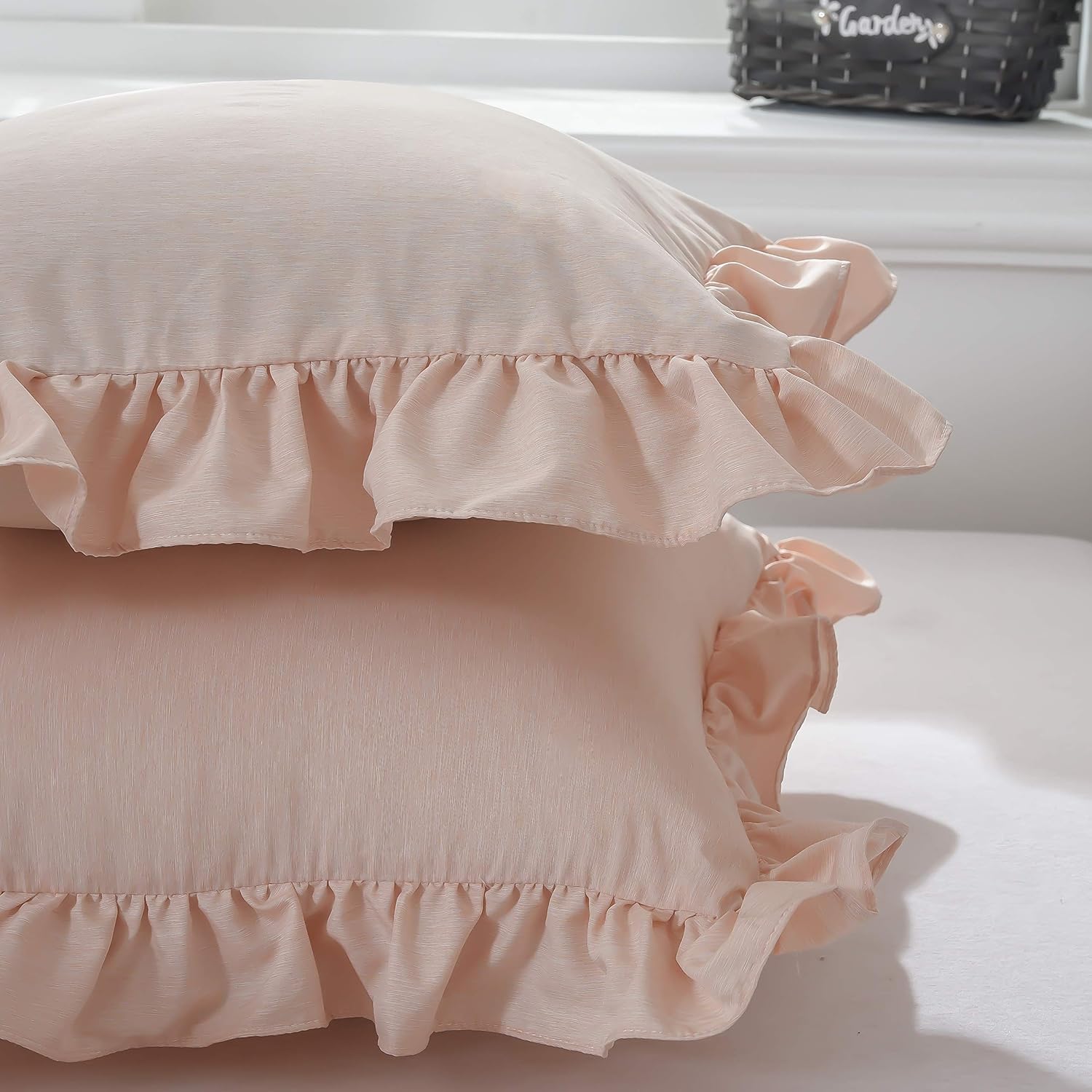 Amazon Com Tealp Coral Ruffle Pillow Shams Pleated Pillow Cases