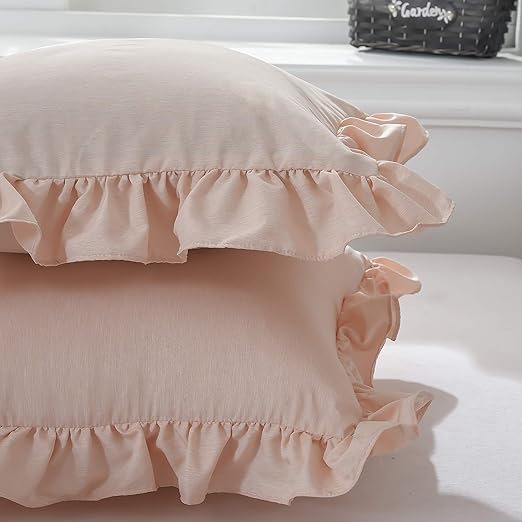 Amazon Com Tealp Coral Ruffle Pillow Shams Pleated Pillow Cases