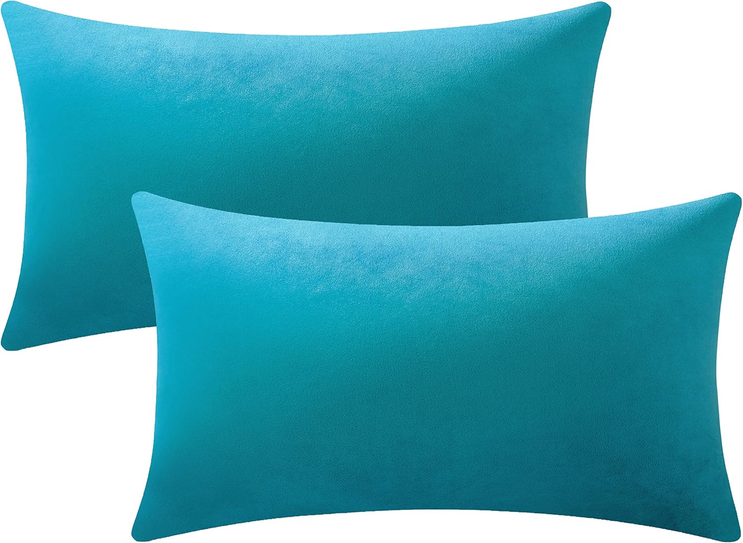 DEZENE Throw Pillow Cases 12x20 Turquoise 2 Pack Cozy Soft
