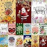 Seasonal Garden Flag Set of 12 Yard Flags for Outside12x18, Double Sided Small Garden Flags,4th of july Garden Flag,Welcome Fall Halloween Holiday Decoration Outdoor Flags for Garden