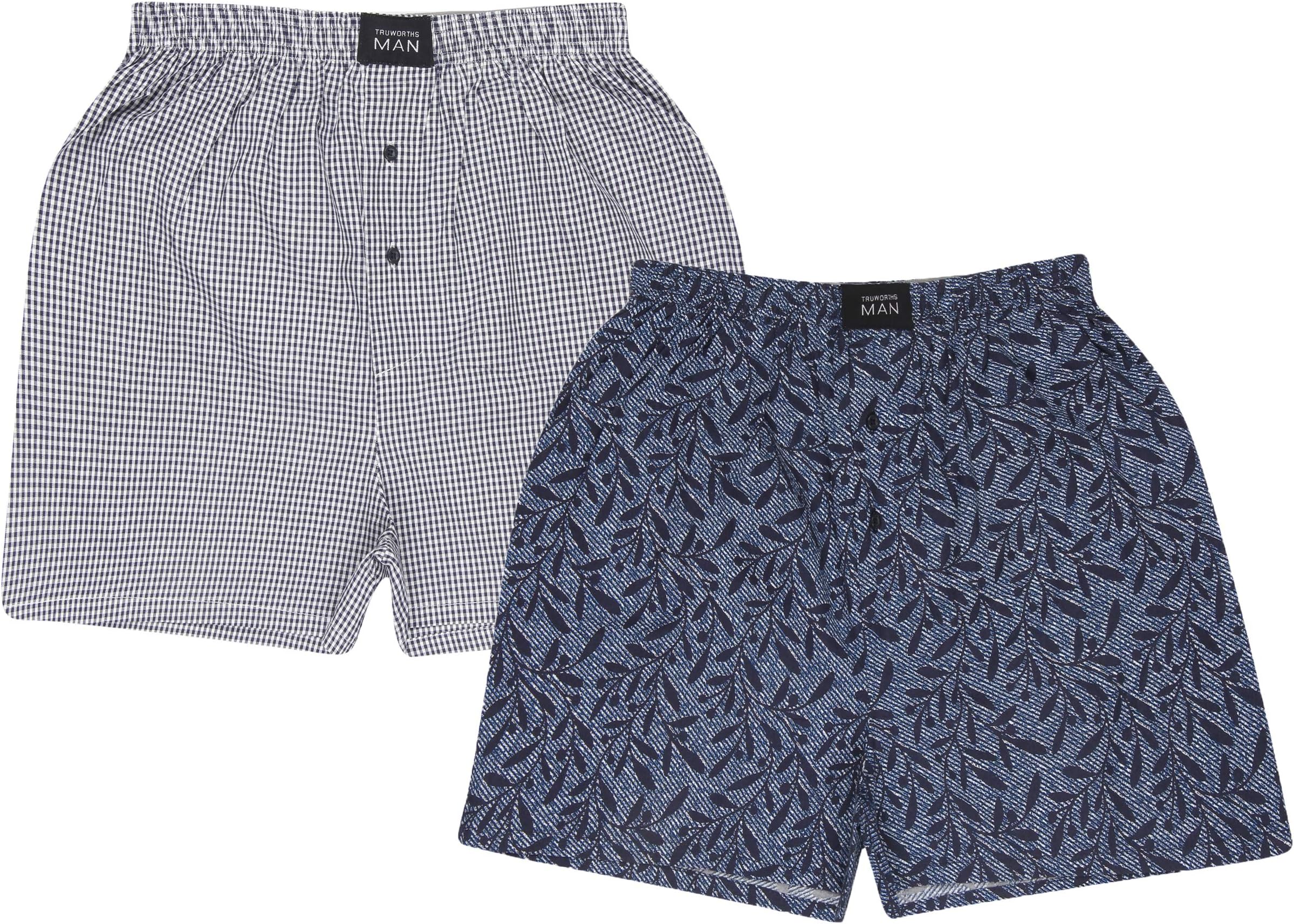 TRUWORTHS MAN Men's 100% Cotton Boxer Shorts,Pack of 2