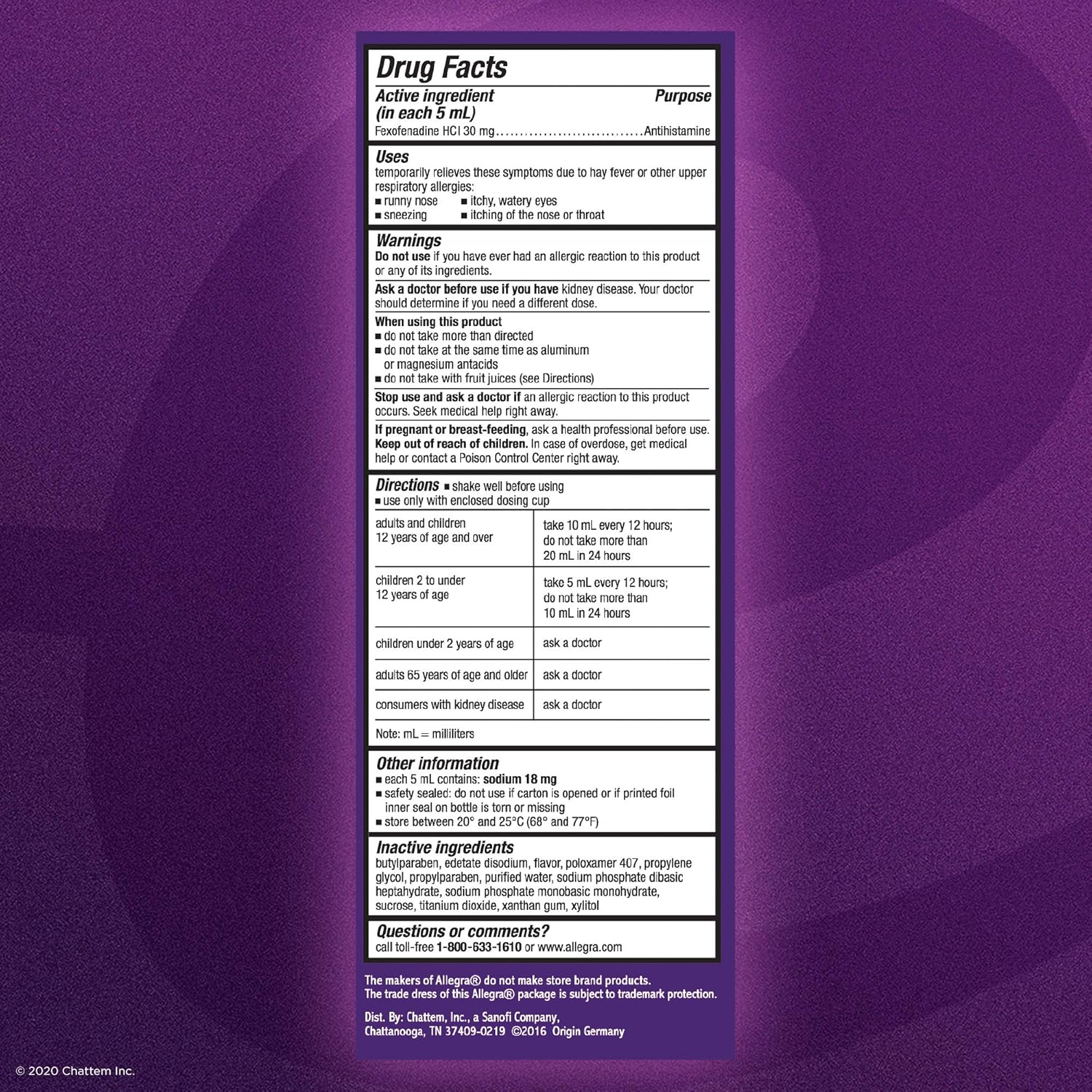 Allegra Children's 12 Hour Allergy Relief Berry, 4 Ounce Bottle, Long-Lasting Fast-Acting Allergy Relief for Children Ages 2 and Up, Liquid Antihistamine: Health & Personal Care