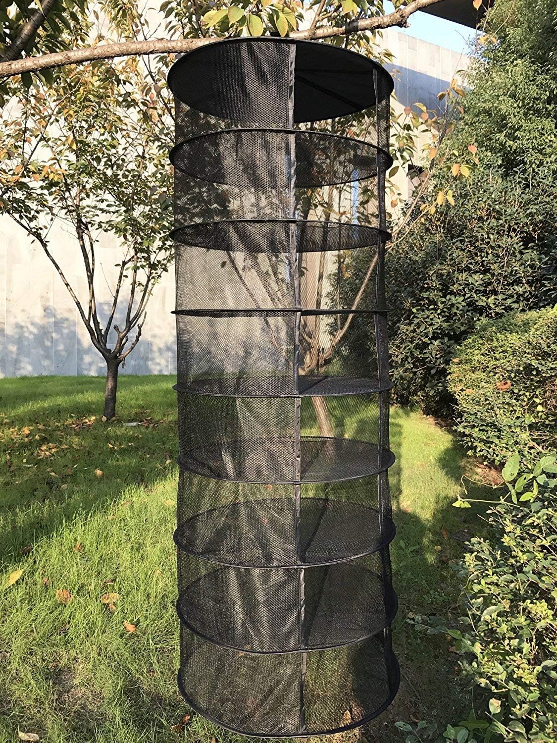 Desy & Feeci Drying Net, 8 Layer Collapsible Mesh Hydroponic Drying Rack Dry Net Herb Dryer with S Hang Buckle and Storage Bag, Black (D24'' x H61'') - Image 4