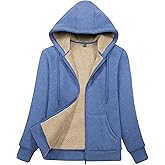 MAGCOMSEN Womens Zip Up Hoodies Sherpa Lined Fleece Thermal Jacket Full Zip Winter Warm Casual Thick Coats Pockets