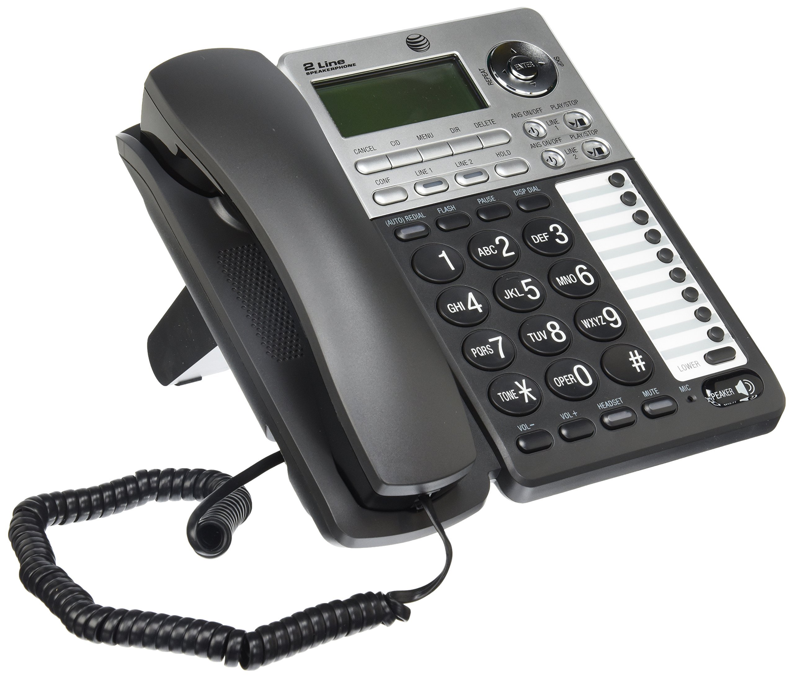 Photo 1 of AT&T ML17939 2-Line Corded Telephone with Digital Answering System and Caller ID/Call Waiting, Black/Silver