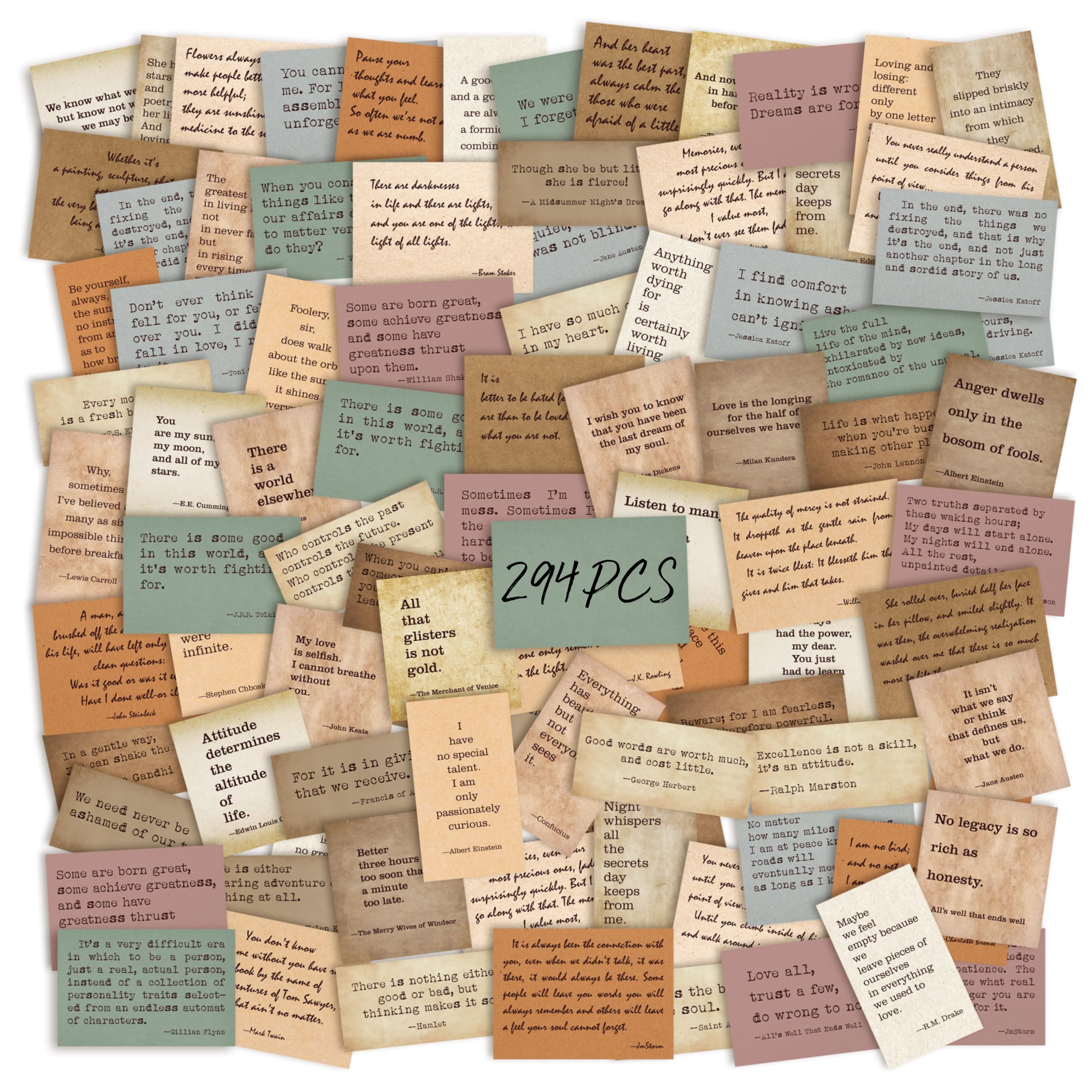 290+ PCS Motivational Quotes Stickers, Retro Typewriter Style Famous Word Stickers Inspirational Vintage Journal Labels for Scrapbooks, Bottles, Computer, Planner, Diary, Laptop
