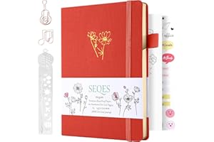 SeQeS A5 Bullet Dotted Journal Notebook | 160gsm Thick Bleedproof Paper, Lay Flat Binding, 160 Numbered Pages | Hard Cover Dot Grid Notebook/Bullet Journals for Creatives -blooming flower