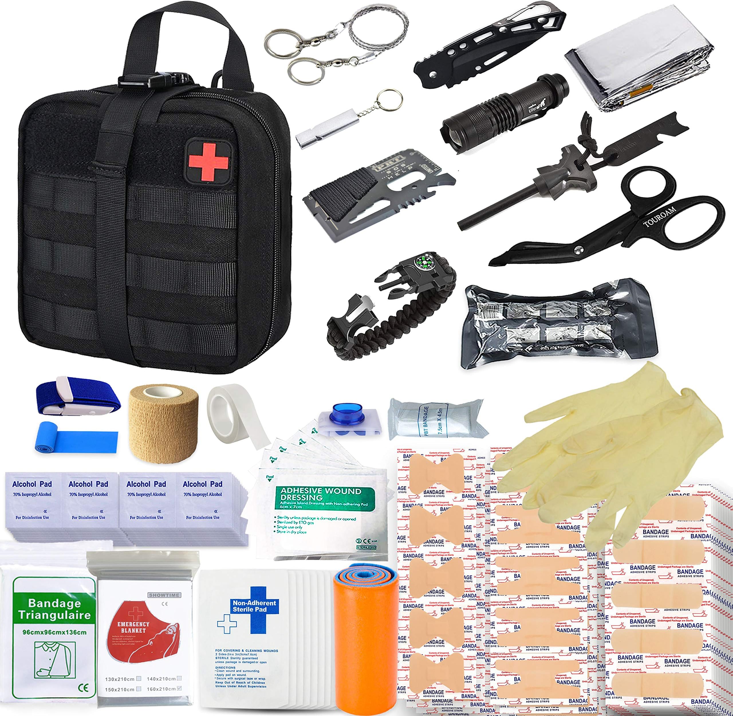 Emergency Survival Trauma Kit - IFAK First Aid Outdoor Stuff Molle System Hurricane Preparedness Bug Out Bag for Car Camping Kyak Mountain Car Earthquake