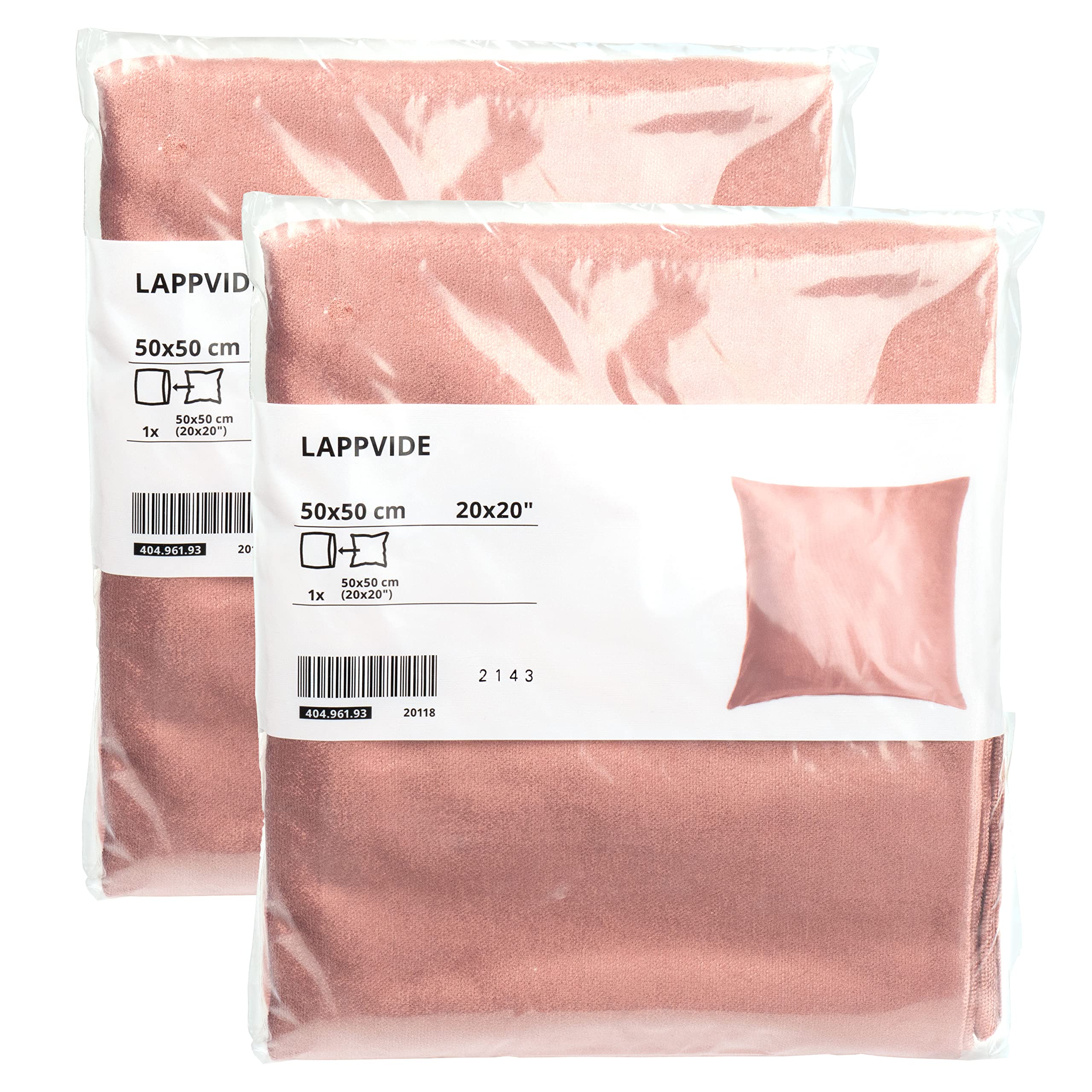 Ikea LAPPVIDE Cushion Covers, 50x50 Centimetres (20x20 Inches), Pink Metallic/Shimmer Velvet-Effect, Cotton/Viscose/Rayon Blend, 404.961.93 - Set of 2