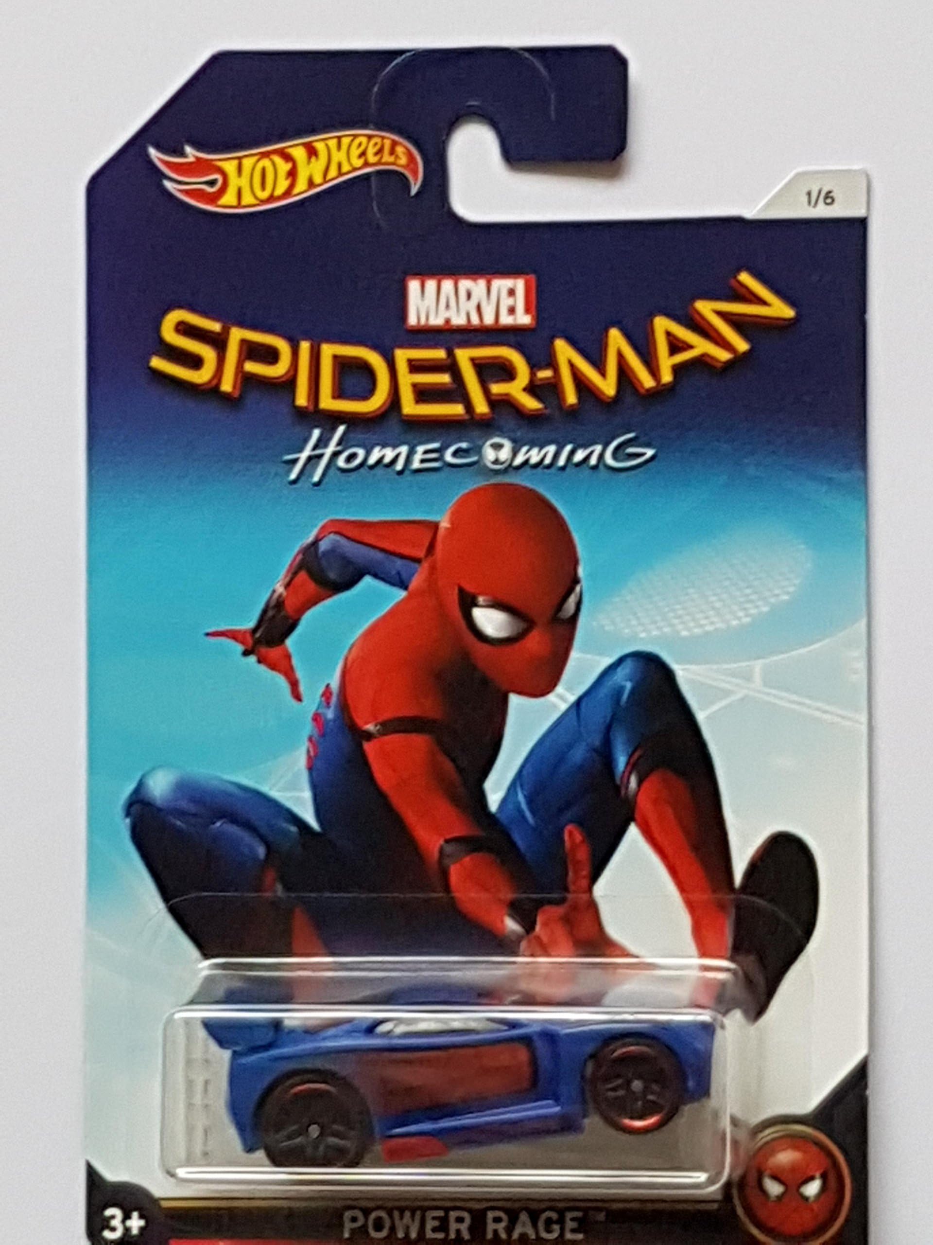 SpiderMan Power Rage Car HotWheels Scale Model 1.64 Scale Size Vehicle