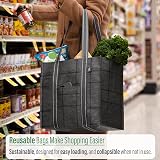 VenO 4 Pack Reusable Grocery Bags with Hard Bottom, Front Pocket, view 3