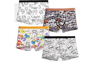 GRPSKCOS Boys Underwear, 4 Pack Kids Boxer Shorts Boys Youth Soft Cooling Boxers 8-14 Years