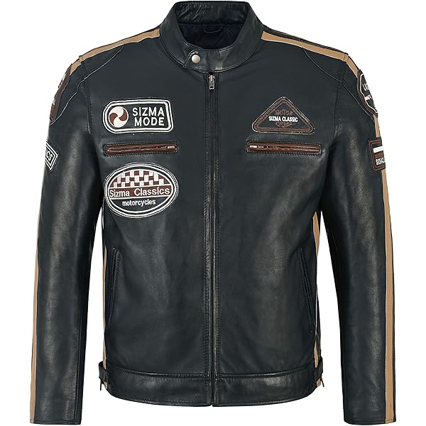 SIZMA Men's Real Leather Jacket 100% Lambskin Classic Casual