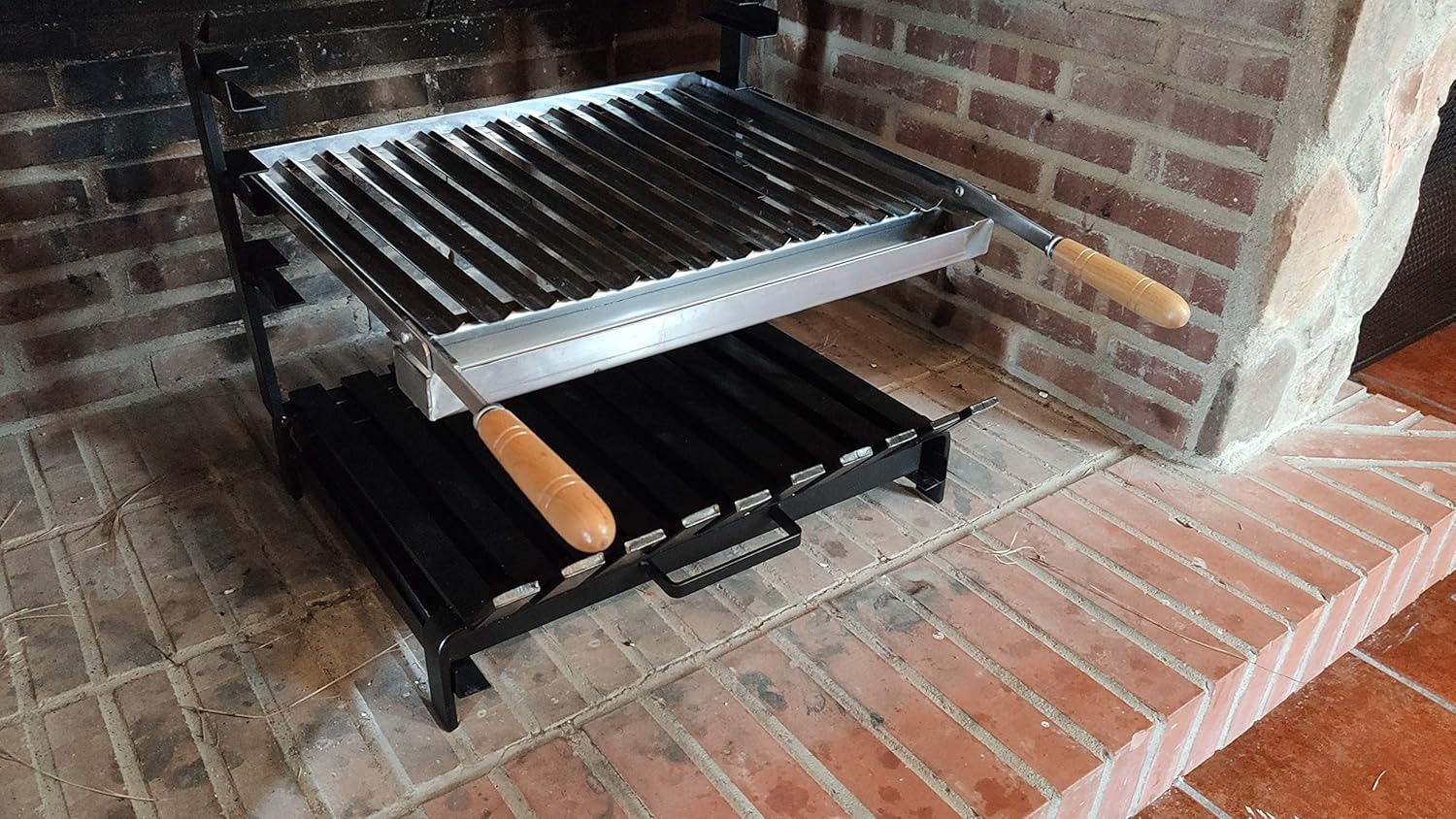 Asador Portátil de 3 Alturas con Cajón Recoge-cenizas Para Carbón o