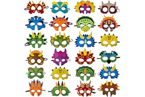 TEEHOME Dinosaur Masks Party Supplies (24 Packs) Felt and Elastic for Kid - Dinosaur Party Decorations with 24 Masks Different Types - Great Idea for Birthday Decor