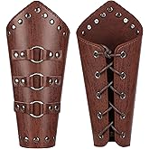 1 Pair of Leather Bracers Gauntlets – Medieval Viking Arm Guards for Men & Women, Cosplay Renaissance Armor